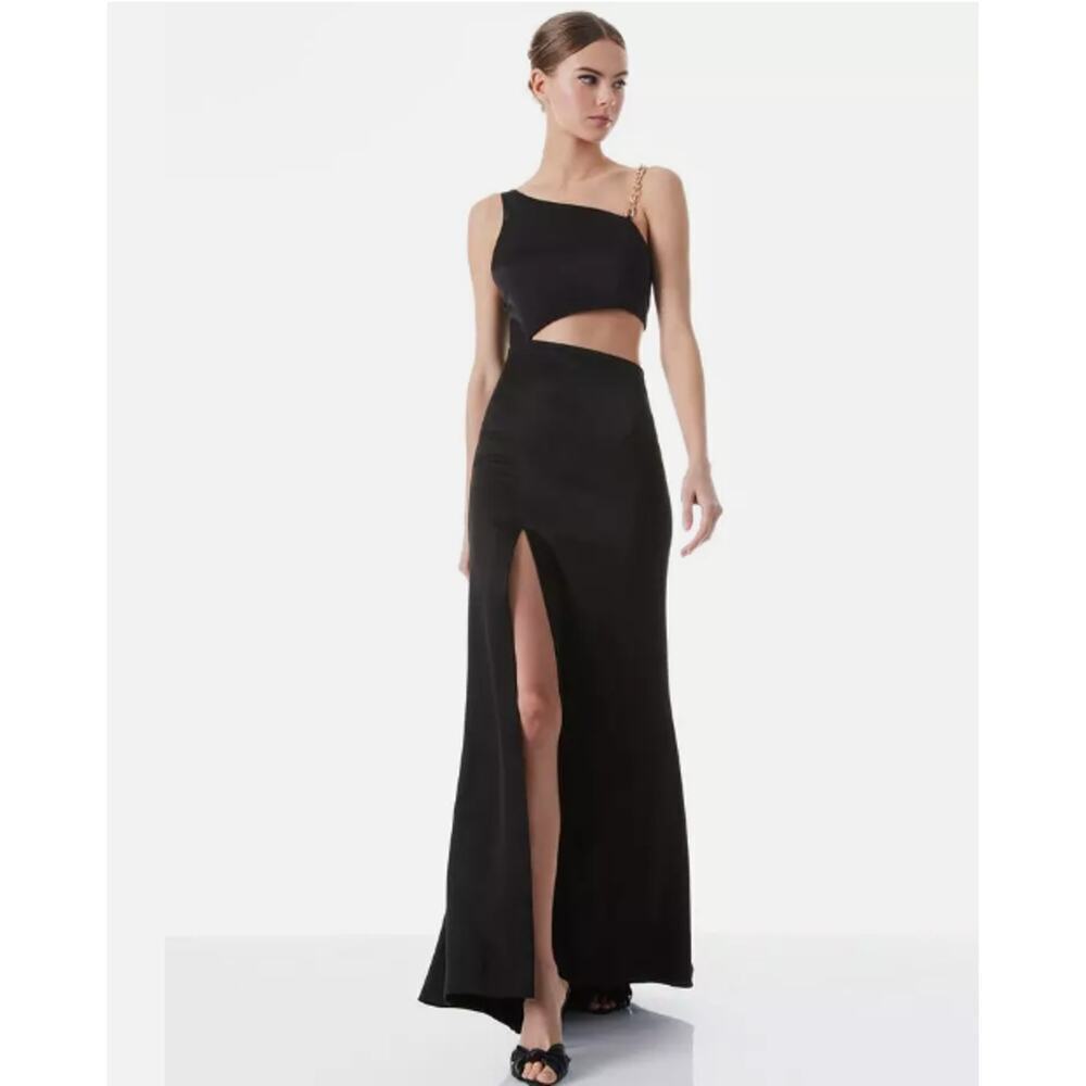 Alice + Olivia | Dress Black Satin Karoline Cut-Out Gown NWT- Size 10